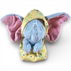 Disney Babies Dumbo Plush Stuffed Toy in Yellow Swaddle Embroidered Eyes 10"